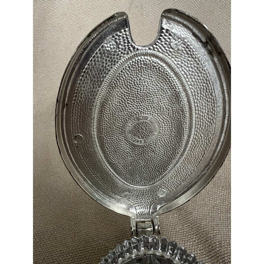 Vintage Italian Crystal Sugar Bowl Silver Plate Hearts Made in Italy Candy‎ Dish - Picture 7 of 11